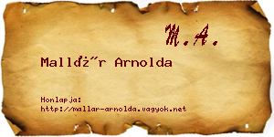 Mallár Arnolda névjegykártya